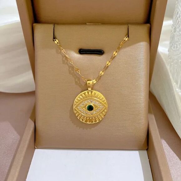 Copper Evil Eye 🧿 Charm Necklace - Picture 1 of 2